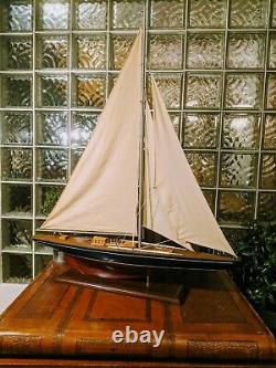 LARGE Vintage hollow wood boat pond yacht Display Ship Sailboat model- 36x44