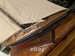 LARGE Vintage hollow wood boat pond yacht Display Ship Sailboat model- 36x44