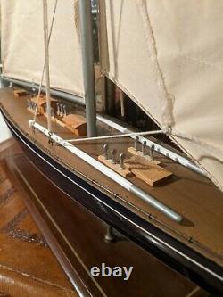LARGE Vintage hollow wood boat pond yacht Display Ship Sailboat model- 36x44