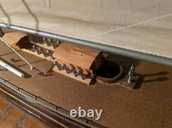 LARGE Vintage hollow wood boat pond yacht Display Ship Sailboat model- 36x44