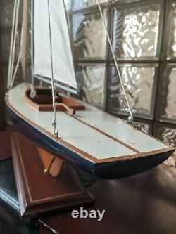 LARGE Vintage hollow wood boat pond yacht Display Ship Sailboat model- 37x44