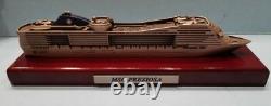Large 10.5 MSC Preziosa Cruise Ship Metal Model Boat on Polished Wood Display