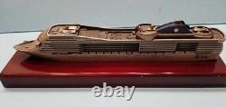Large 10.5 MSC Preziosa Cruise Ship Metal Model Boat on Polished Wood Display