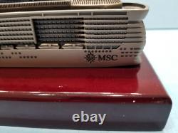Large 10.5 MSC Preziosa Cruise Ship Metal Model Boat on Polished Wood Display