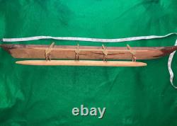 Large Antique Handmade Wood Carved Samoa Outrigger Boat Model Tourist 34 1/2