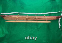 Large Antique Handmade Wood Carved Samoa Outrigger Boat Model Tourist 34 1/2