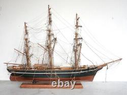 Large Antique Model Sailing Ship Hand Crafted Wood Museum Quality Details RARE