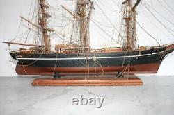 Large Antique Model Sailing Ship Hand Crafted Wood Museum Quality Details RARE