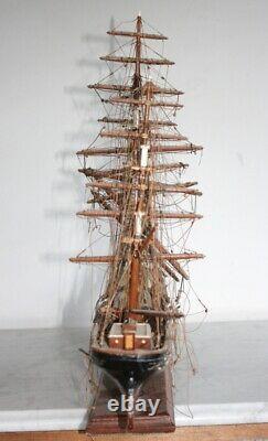 Large Antique Model Sailing Ship Hand Crafted Wood Museum Quality Details RARE