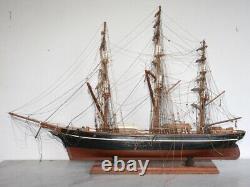 Large Antique Model Sailing Ship Hand Crafted Wood Museum Quality Details RARE