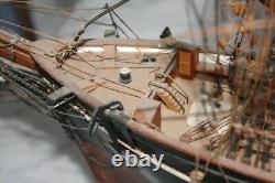 Large Antique Model Sailing Ship Hand Crafted Wood Museum Quality Details RARE