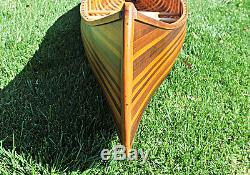 Large Display Cedar Strip Built Canoe 10' Wooden Model Boat Flat Matte Finish