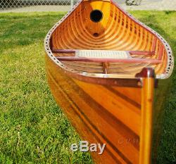 Large Display Cedar Strip Built Canoe 10' Wooden Model Boat Woodenboat USA New