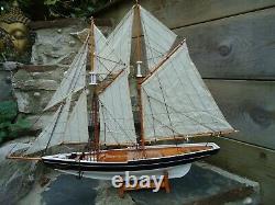 Large Model Bluenose Yacht 80cm On Stand Hand Made Wooden -maritime Ship Boat