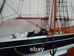 Large Model Bluenose Yacht 80cm On Stand Hand Made Wooden -maritime Ship Boat