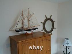 Large Model Bluenose Yacht 80cm On Stand Hand Made Wooden -maritime Ship Boat