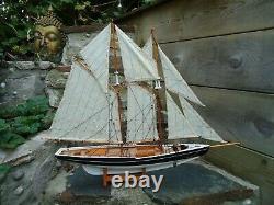 Large Model Bluenose Yacht 80cm On Stand Hand Made Wooden -maritime Ship Boat