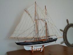 Large Model Bluenose Yacht 80cm On Stand Hand Made Wooden -maritime Ship Boat