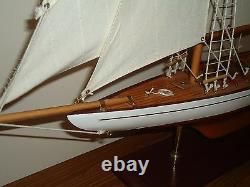 Large Model Lulworth Yacht 70cm On Stand Hand Made Wooden -maritime Ship Boat