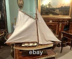 Large Model Yacht 75cm Long On Stand Hand Made Wooden -maritime Ship Boat