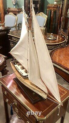 Large Model Yacht 75cm Long On Stand Hand Made Wooden -maritime Ship Boat