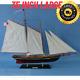 Large Painted Sailboat Model America, Wooden Yacht Schooner Boat Ship Nautical