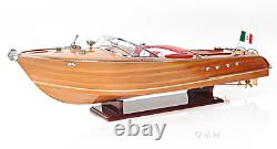 Large Riva Aquarama Speed Boat Wood Model 35 Italian Runabout with Display Case