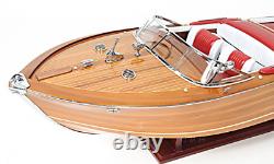 Large Riva Aquarama Speed Boat Wood Model 35 Italian Runabout with Display Case