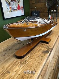 Large Riva Aquarama Wood Model Boat Handmade Italian Speed Boat Authentic Models
