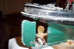 Large Vintage Handmade Wood Folk Art Wwi Tug Boat Model Signed And Dated