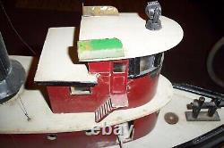 Large Vintage Handmade Wood Folk Art Wwi Tug Boat Model Signed And Dated