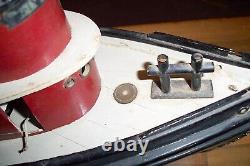 Large Vintage Handmade Wood Folk Art Wwi Tug Boat Model Signed And Dated