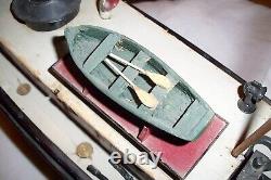 Large Vintage Handmade Wood Folk Art Wwi Tug Boat Model Signed And Dated