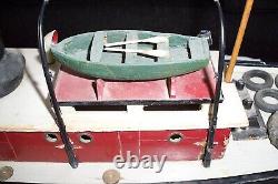 Large Vintage Handmade Wood Folk Art Wwi Tug Boat Model Signed And Dated