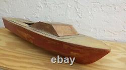 Large Wood Boat Model, cabin cruiser, runabout, speed