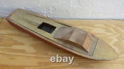 Large Wood Boat Model, cabin cruiser, runabout, speed