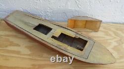 Large Wood Boat Model, cabin cruiser, runabout, speed