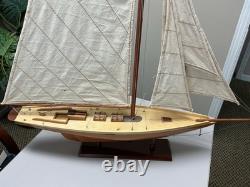 Large Wooden Ship Model Of The 1898 Pen Duick Sail Boat