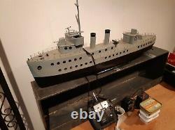 Large scratchbuilt model boat, Remote Control military ship 3ft. RARE RC BOAT