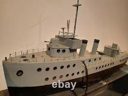Large scratchbuilt model boat, Remote Control military ship 3ft. RARE RC BOAT