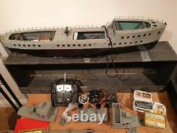 Large scratchbuilt model boat, Remote Control military ship 3ft. RARE RC BOAT