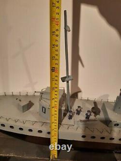 Large scratchbuilt model boat, Remote Control military ship 3ft. RARE RC BOAT