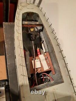 Large scratchbuilt model boat, Remote Control military ship 3ft. RARE RC BOAT