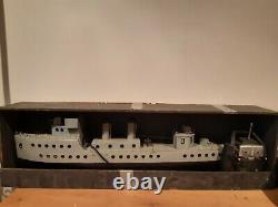 Large scratchbuilt model boat, Remote Control military ship 3ft. RARE RC BOAT