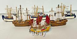 Lot 6 Miniature Wooden Christmas Ornaments Dollhouse Models Sailing Ships Boats