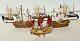Lot 6 Miniature Wooden Christmas Ornaments Dollhouse Models Sailing Ships Boats