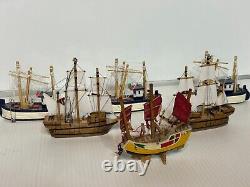 Lot 6 Miniature Wooden Christmas Ornaments Dollhouse Models Sailing Ships Boats