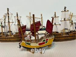 Lot 6 Miniature Wooden Christmas Ornaments Dollhouse Models Sailing Ships Boats