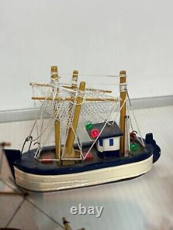 Lot 6 Miniature Wooden Christmas Ornaments Dollhouse Models Sailing Ships Boats