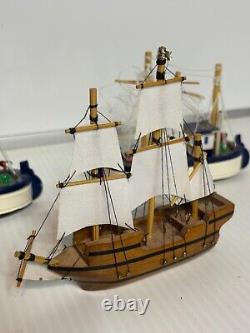 Lot 6 Miniature Wooden Christmas Ornaments Dollhouse Models Sailing Ships Boats